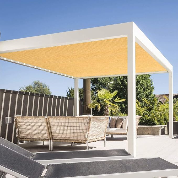 Eden's Decor Straight Flat-Edged Sun Shade Sail Rectangular 8' x 11' Wheat - Image 5