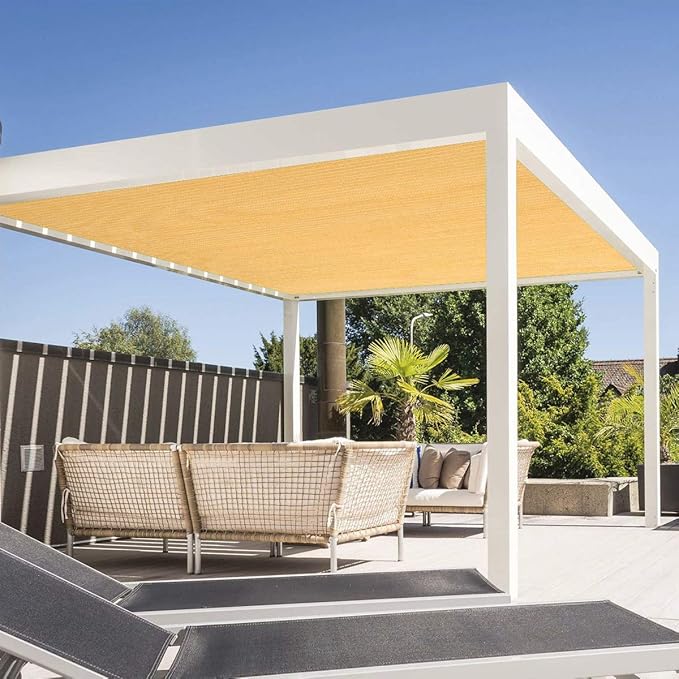 Eden's Decor Straight Flat-Edged Sun Shade Sail Rectangular 7' x 10' Wheat - Image 5