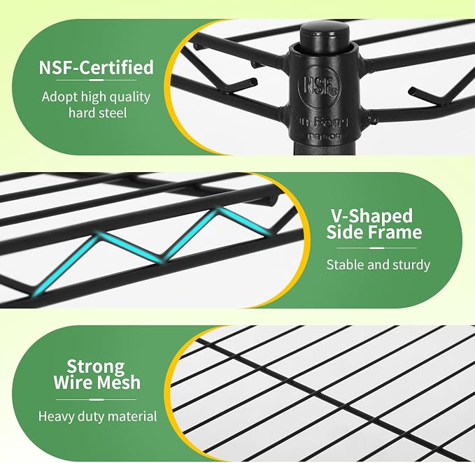 BestOffice Storage Shelves 6 Tier Metal Shelves Adjustable Garage Shelving Wire - Image 6
