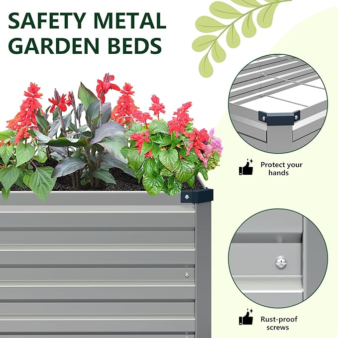 Vengarus 10x3x1FT Galvanized Raised Garden Bed Kit, Outdoor Metal Planter Box - Image 3