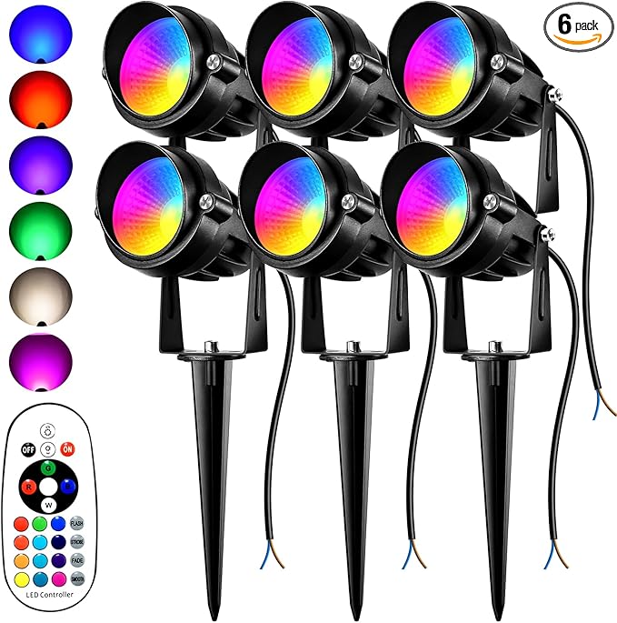 Spotlight Outdoor RGBW Low Voltage Landscape Lights, 12V-24V Color Changing by Aoaxl