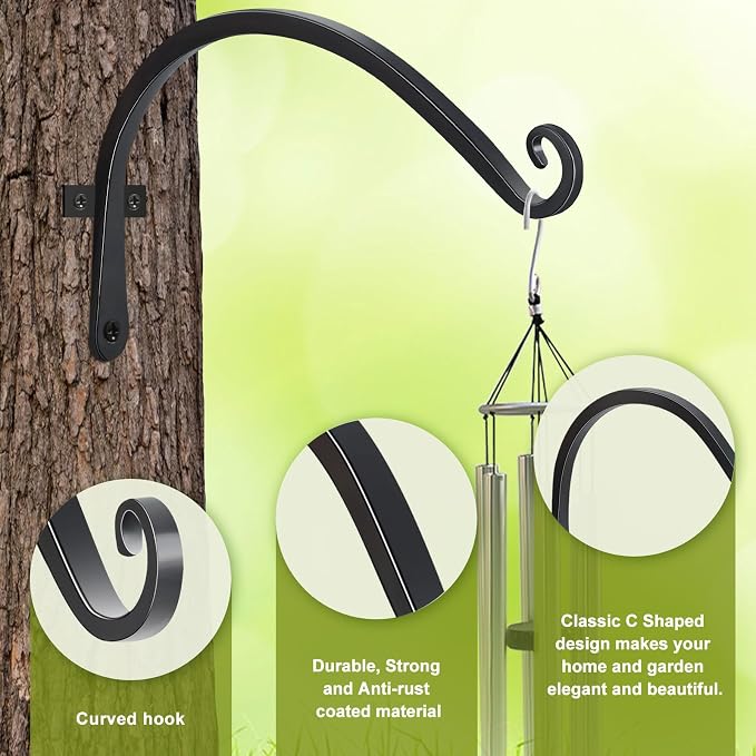 FEED GARDEN 2 Pack 12 Inch Hanging Plant Bracket Wall Hooks Decorative Plant - Image 3