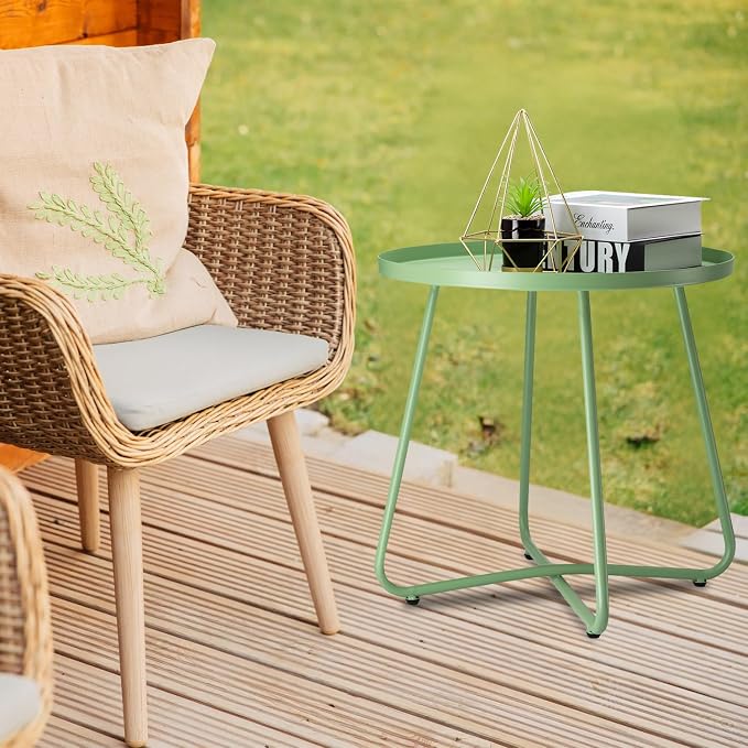 danpinera Outdoor Side Tables, Weather Resistant Steel Patio Side Table - Image 2
