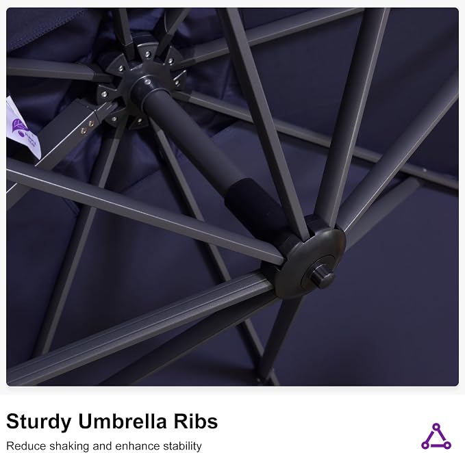 PURPLE LEAF 11.5' X 11.5' Telescopic Patio Umbrella Outdoor Cantilever Umbrella - Image 8