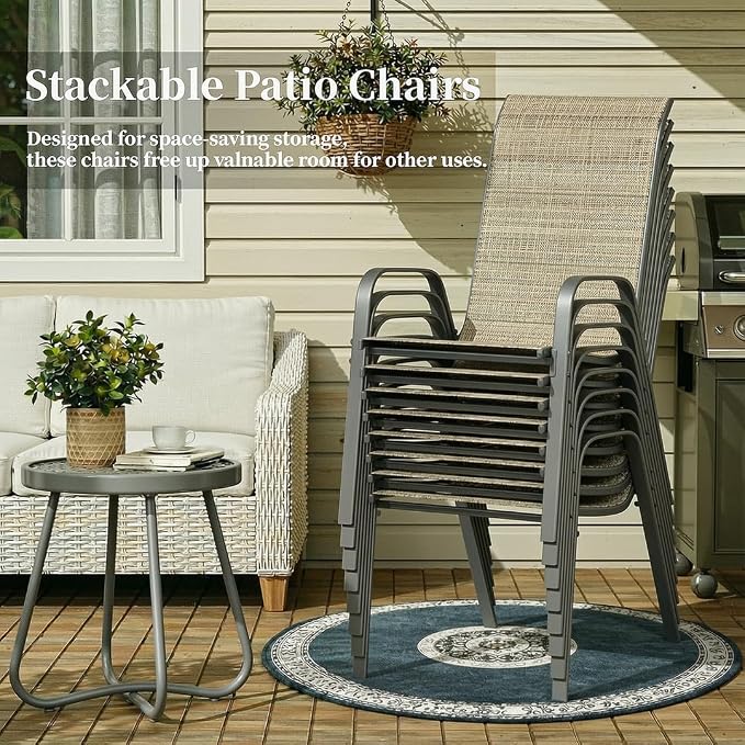 MAMIZO Patio Dining Chairs, Stackable All Weather Teslin Chair, Heavy Duty - Image 6