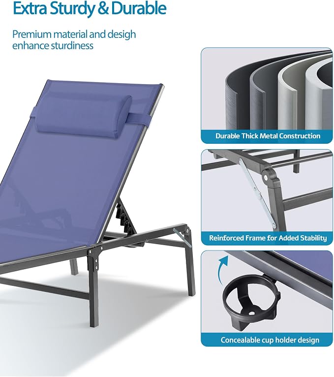 Foldable Chaise Lounge Chair - Image 6
