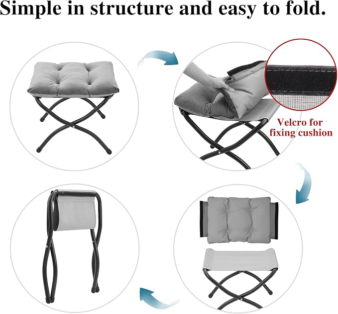 15" Folding Ottoman, Foldable Footrest Stool, Small Foot Stool - Image 8