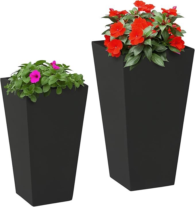 Outsunny 2-Pack Outdoor Planter Set, Flower Pots by Outsunny