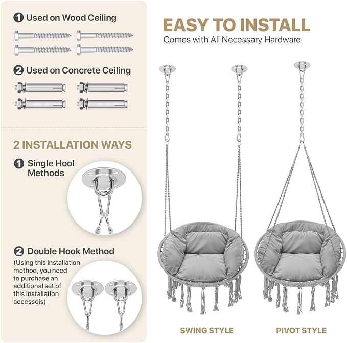 Monibloom Hanging Hammock Chair - Image 6
