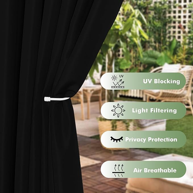 HolidayIdeas Outdoor Curtains for Patio Waterproof, 8 Panels - Image 3