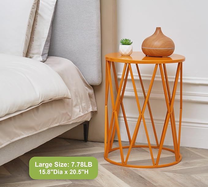 HFHOME Round Nesting Coffee Tables, Heavy Duty Metal Stacking Nightstand - Image 3