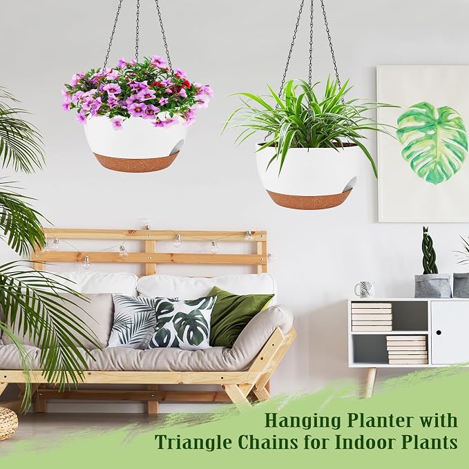 Hanging Planters for Outdoor Indoor Plants, 2 Pack 10 Inch Hanging Basket - Image 5