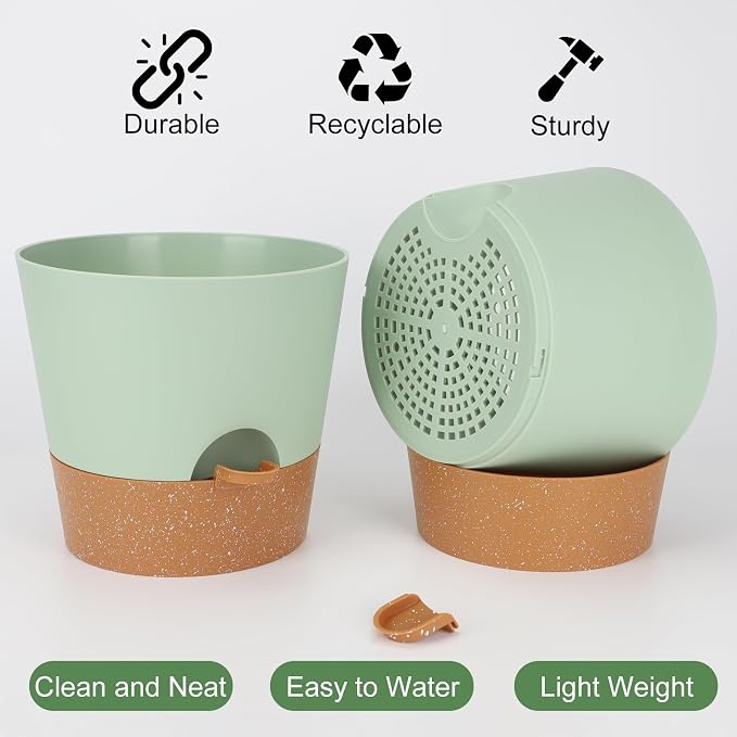 10-Inch Plant Pots, Self-Watering Planters - Image 3