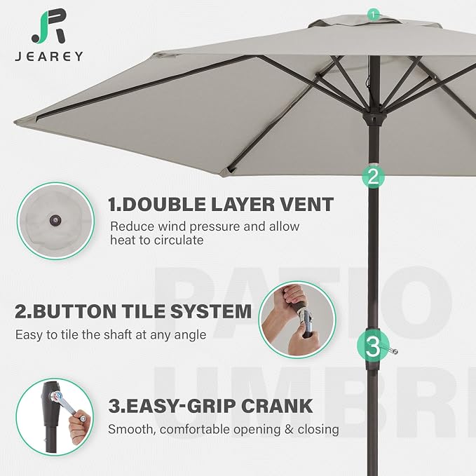 JEAREY 7.5FT Patio Umbrella Market Table Umbrella - Image 3