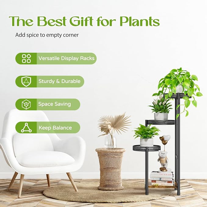 Plant Stand Indoor Outdoor, 4 Tier Metal Flower Pot Shelf Holder Clearance - Image 6