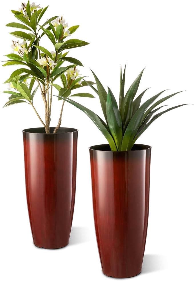 Glitzhome 30" H Oversized Tall Planter, Gradient Red Faux Ceramic Finish - Image 9