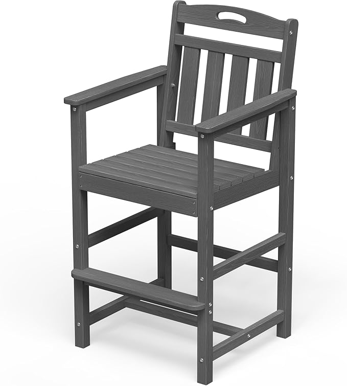 Outdoor Patio Bar Height Chair, All-Weather HDPE Tall Balcony Adirondack Stools by Suunyn