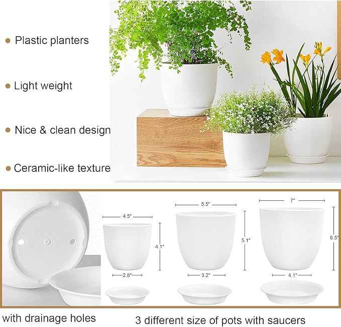 Macrame Plant Hangers with Pots and Saucers, 3 Pack Hanging Planters - Image 5