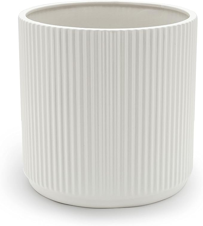 Amazon Basics Fluted Ceramic Round Planter by AmazonBasics