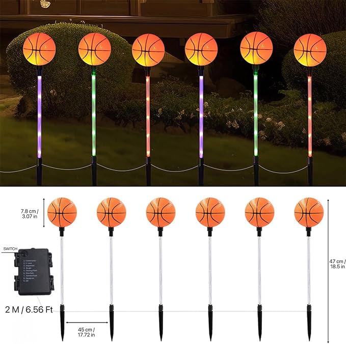 Battery Powered Garden Sports Ball Theme Party Stake Lights Basketball LED - Image 2