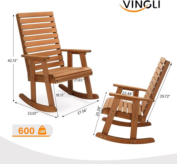 VINGLI Wooden Rocking Chair - Image 3