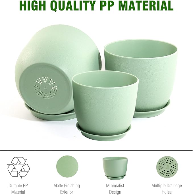 Large Plant Pots 12/10/9 inch, Flower Pots - Image 4