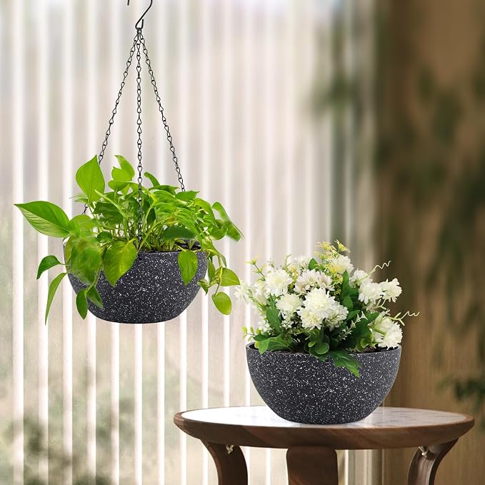 8 inch Small Hanging Planters for Indoor Outdoor Plants, 2 Pack Hanging Flower - Image 7