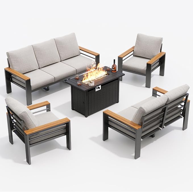 Aoxun Aluminum Outdoor Patio Furniture Set, 8-piece Outdoor Sectional - Image 8