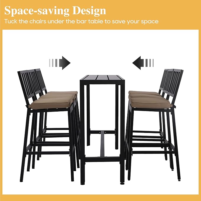Outdoor Patio Bar Set, Bar Height Patio Dining Set, Weather-Resistant Bistro - Image 5