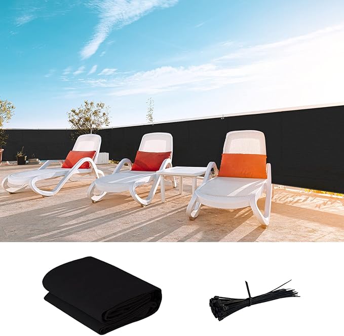 LOVE STORY Custom Size 2'6''x33' Black Balcony Privacy Screen, UV Block Privacy by LOVESTORY