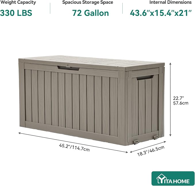 YITAHOME 72 Gallon Outdoor Resin Deck Box - Image 7