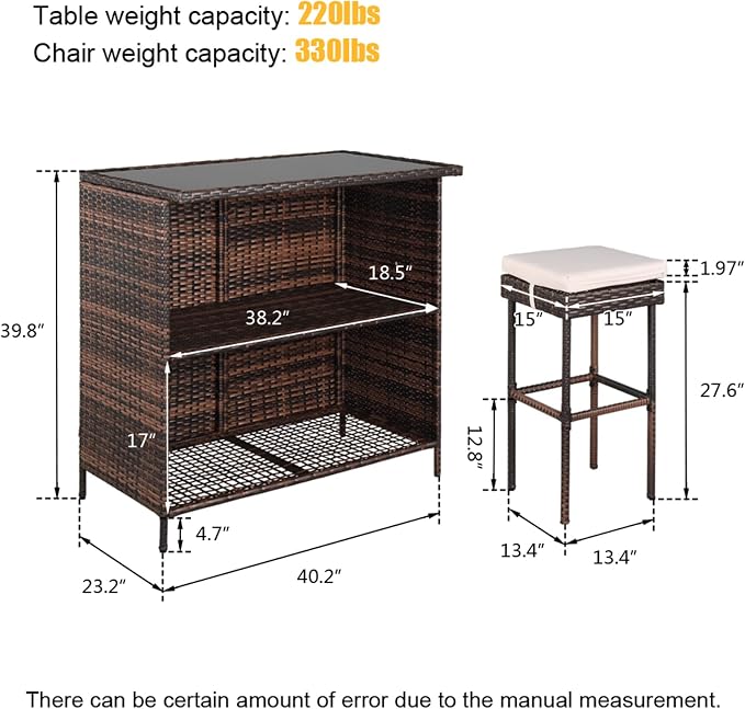 Outvita Wicker Patio Outdoor Bar Set - Image 2