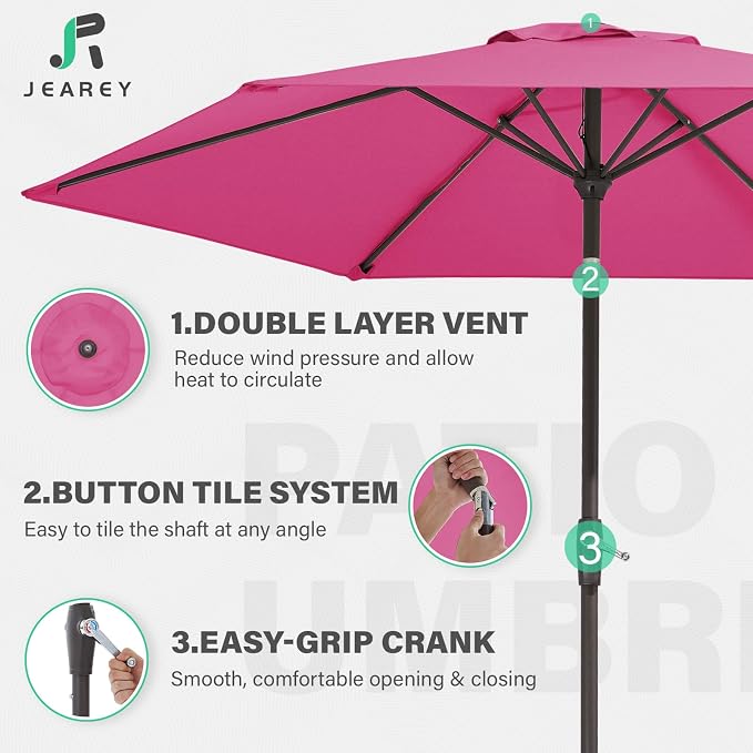 JEAREY 7.5FT Patio Umbrella Market Table Umbrella - Image 6