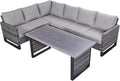 Belord Outdoor Sectional Sofa 6 Seater L Shaped Couch Wicker Patio Conversation by Belord
