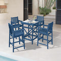 5 Pieces Adirondack Bar Chairs Set, HDPE Patio Bar Height Table and Chairs by SeeHill