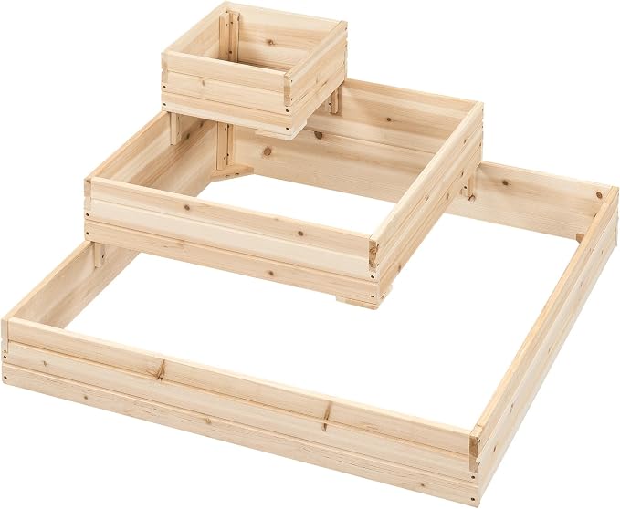 Yaheetech 3 Tier Wooden Raised Garden Bed 44.5'' L×44.5″ W×20.5″ H, - Image 9