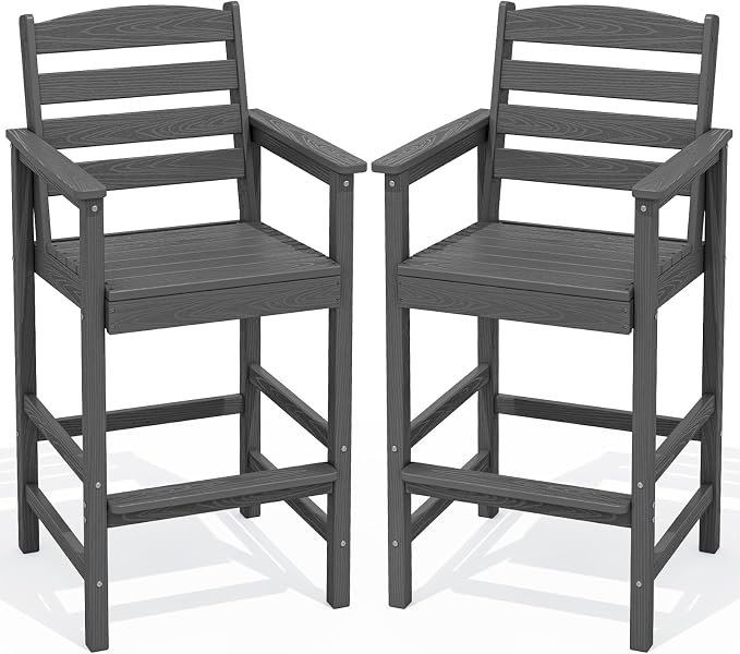 SERWALL Tall Adirondack Chairs Set of 2, Oversize Balcony Adirondack Chairs Set by SERWALL