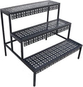 aboxoo 3 Tier Stair Style Large Metal Plant Stand, Garden Display Shelf Flower by aboxoo