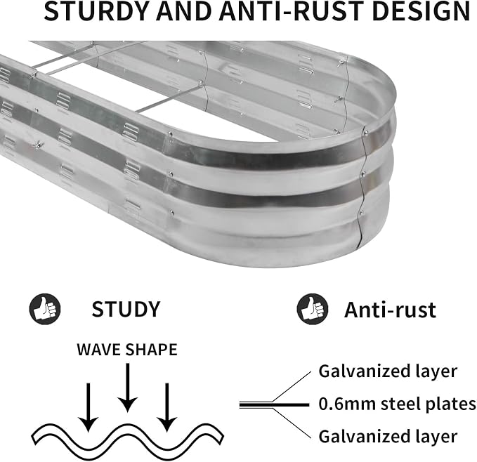 GADI 67-Inch Galvanized Raised Garden Bed, Metal Planter Box - Image 6