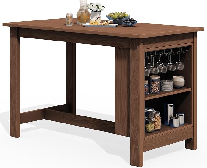 SERWALL Outdoor Bar Table, All Weather HDPE 36" Counter Height Dining Table by SERWALL