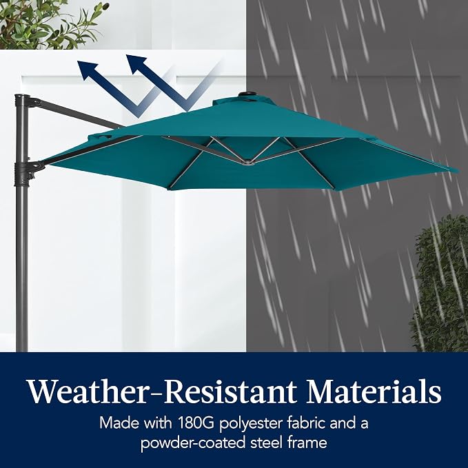 Best Choice Products 10ft Solar LED Offset Cantilever Hanging Market Patio - Image 6