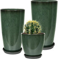 24/21/12 Inch Large Plastic Planter, Lightweight Ceramic-Look Tall Planters by Neoaider