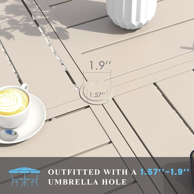 VICLLAX Patio Table and Chair Set of 8, All Weather Metal Round Outdoor Dining - Image 2