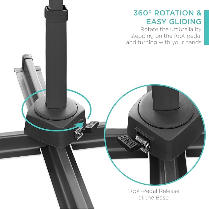 Best Choice Products 10ft Solar LED Cantilever Patio Umbrella, 360-Degree - Image 2