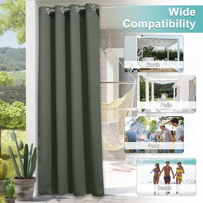 NICETOWN Outdoor Curtains for Patio Waterproof Extra Wide 84", 2 Panels Sun - Image 6