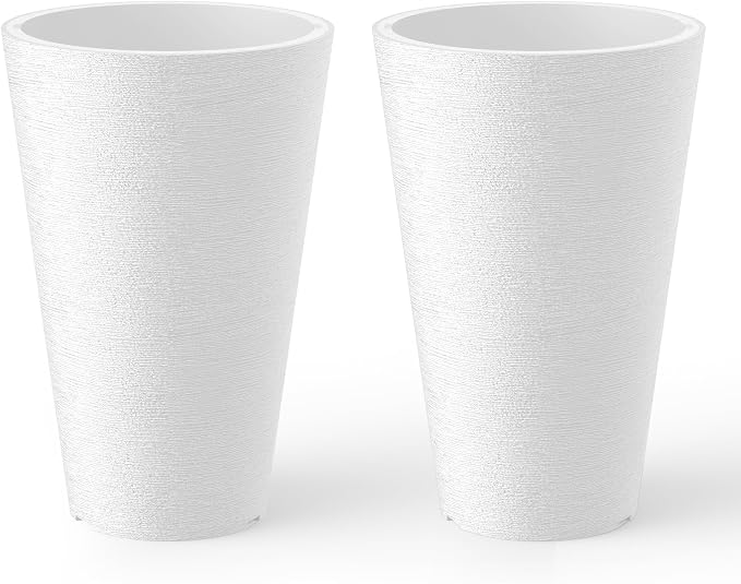 Kante Tall Round Planter Set of 2, 13 Inch Tall Decorative Planter Pots by Kante