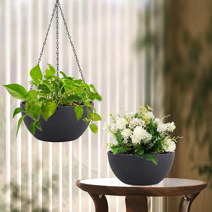 10 inch Hanging Planters for Indoor Outdoor Plants, 2 Pack Hanging Flower Pots - Image 7