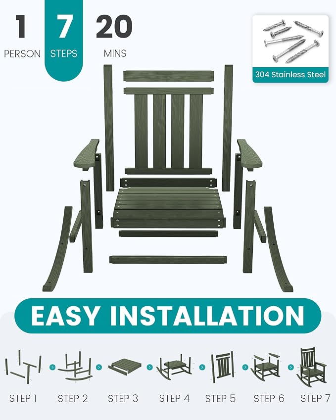 SEWALL HDPE Rocking Chair, Oversized Outdoor Rocking Chair - Image 5