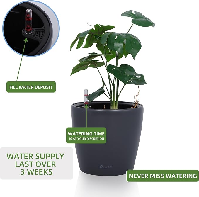 Dexceder 11x10 Inches Self Watering Planter Indoor Outdoor, Inner Pot Design - Image 5