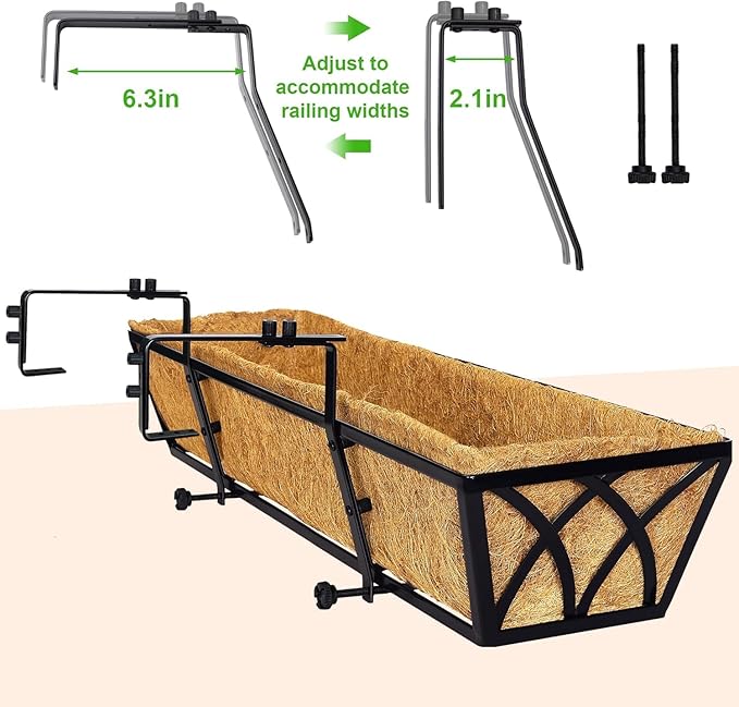 HFHOME 24 inch Window Deck Rail Planter Including Coco Liner - Image 6